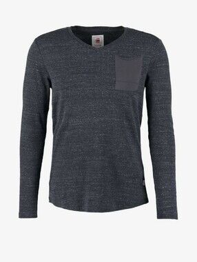 G-Star Raw Men's Small Fitted Cotton Grey Black Heathered Long Sleeve V-Neck Tee